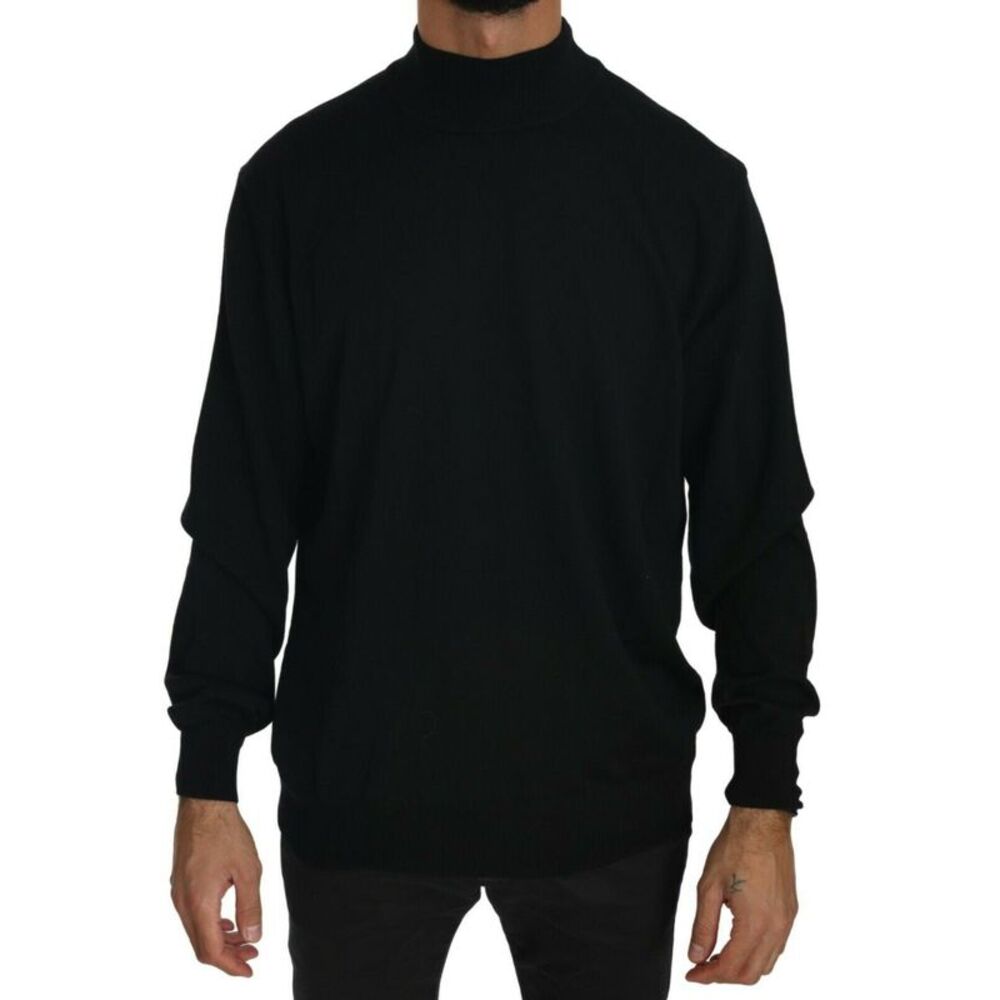 MILA SCHÖN Black Turtle Neck Pullover Top Virgin Wool Men's Sweater